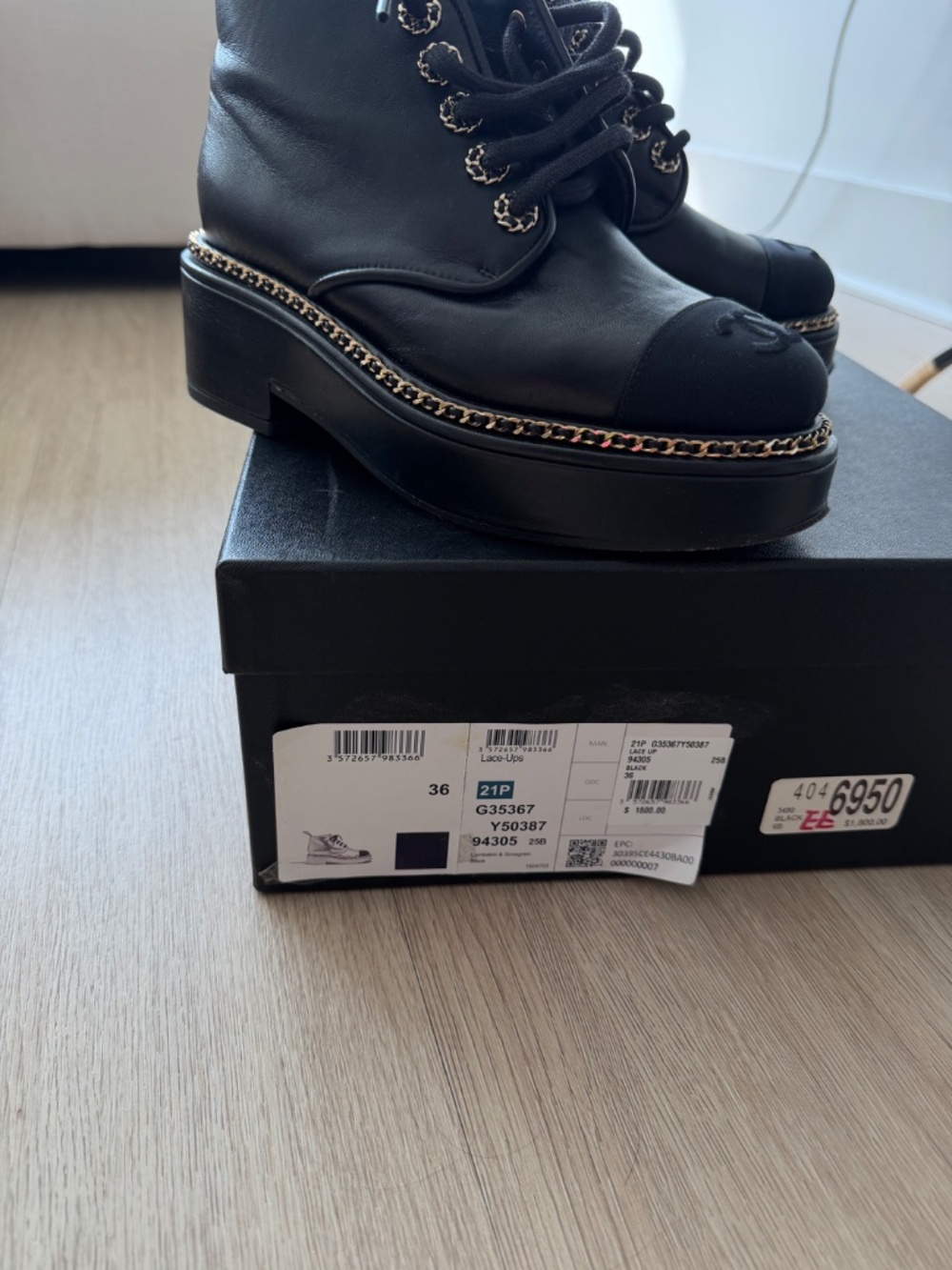 Chanel Chain Combat Boots – Black – Size 36 1/2 - Picture 5 of 5